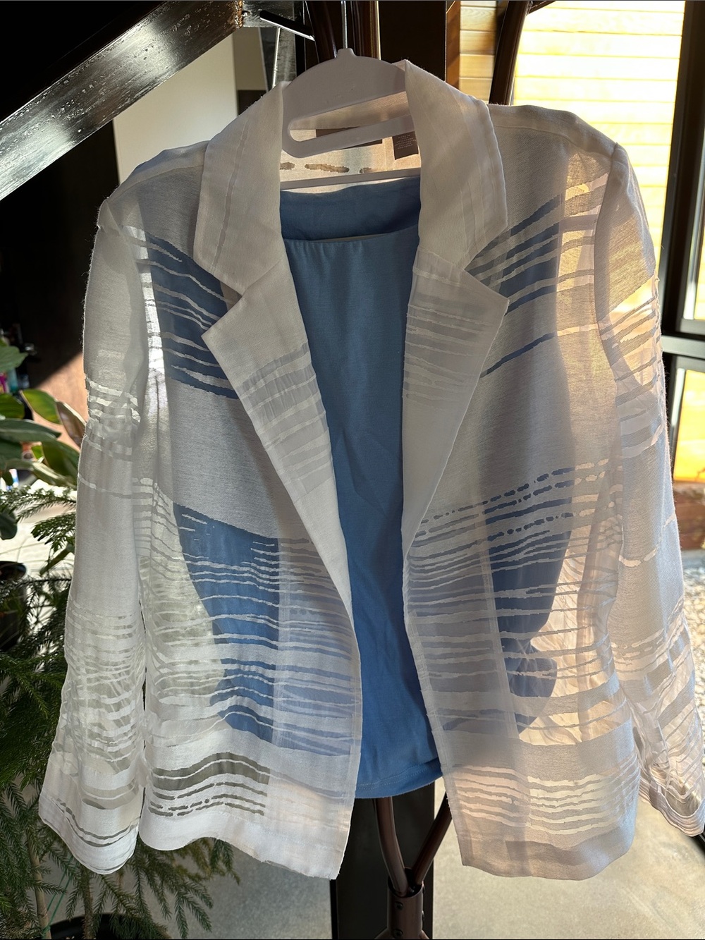 NEW Chico's Sheer Texture Open-Front Blazer - Picture 8 of 9
